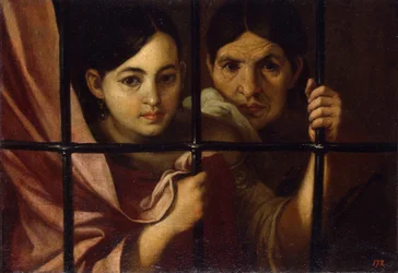 Dos mujeres detrás de una reja, 1645