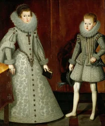 El infante Felipe, luego rey Felipe IV de España 1605-1665 y su hermana Ana de Austria 1601-1