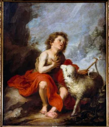 Representación de San Juan Bautista Niño. Pintura de Bartolomé Murillo (1618-1682) siglo XVII. Madrid, Museo del Prado