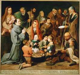 San Diego de Alcalá da de comer a los pobres (pintura sobre lienzo)