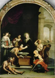 Santa Isabel de Hungría curando a los leprosos (pintura sobre lienzo)