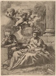 La Sagrada Familia junto a una columna, c. 1655