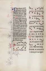 Misal: Fol. 111v, contiene algo de música como parte de la liturgia del Domingo de Ramos, 1469