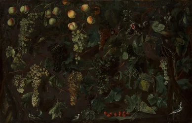Vides y Frutas, con Tres Lavanderas, ca. 1615-18