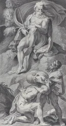 Placa 8: Ulises recibiendo los vientos en una bolsa de cuero de Eolo, 1756
