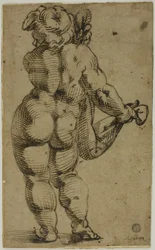 Putto de pie visto desde atrás