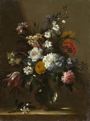 Un jarrón de flores en una mesa, c.1660-1670