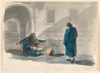 Una mujer indigente en Roma