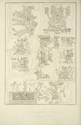 Jeroglíficos aztecas del Manuscrito de Veletri, ilustración de 
