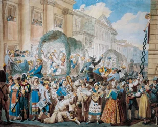Escena caballeresca en San Carlo al Corso en Roma, por Bartolomeo Pinelli