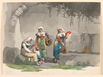 Dibujo, Tres mujeres del sur de Italia, 1807-08