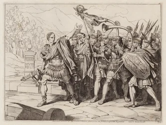 Julio César cruzando el Rubicón, 49 a.C. (aguafuerte)