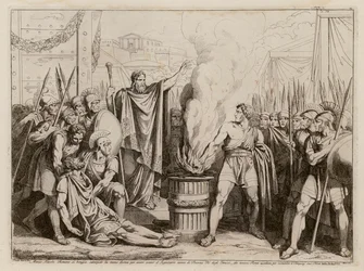 Mucius Scaevola ante Lars Porsenna (aguafuerte)