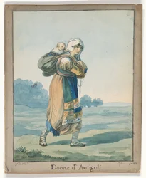 Mujer de Antigoli, ilustración para Trajes y costumbres romanos