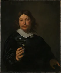 Hombre con una copa de vino en la mano (óleo sobre lienzo)