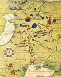 Europa del Este y Asia Central: Transilvania y Rusia, del Atlas del Mundo en treinta y tres Mapas, por Battista Agnese