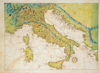 Italia, del Atlas del Mundo en treinta y tres Mapas, por Battista Agnese