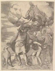 El ángel deteniendo el brazo de Abraham