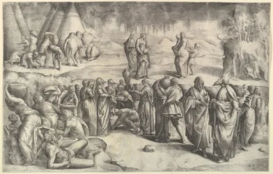 Los israelitas recogiendo maná, ca. 1547