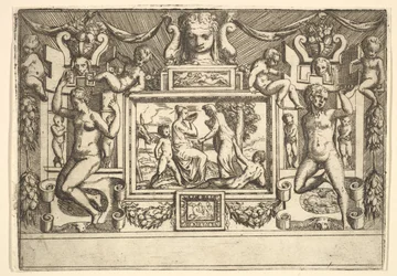 Joven bebiendo de un cuenco, una anciana de pie frente a ella, ca. 1540-80