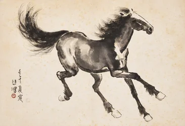 Caballo al galope (tinta sobre papel)
