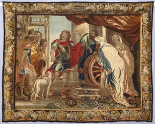 El rey Alejandro Magno corta el nudo gordiano. Tapiz realizado en las manufacturas de Bruselas. Siglo XVI Genes, Musei di Strada Nuova