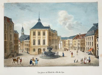 La plaza y el Hotel de ville de Spa, c.1895 (fotochrom)