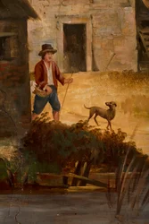Segunda sala del fondo, sala de reuniones, murales con escenas rurales en estilo clásico, probablemente de hacia 1810, escena 3