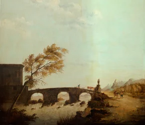 Segunda sala del fondo, sala de reuniones, murales con escenas rurales en estilo clásico, probablemente de hacia 1810, escena 1