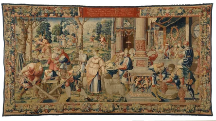 Tapiz, Historia de Labán, Jacob y Raquel, Génesis XXIX, realizado en Bruselas, Bélgica, c.1530 (lana y seda)