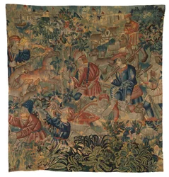 Tapiz con escenas de caza, posiblemente de Tournai, c.1500 (lana)