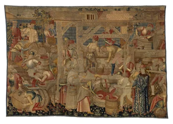 Tapiz que representa a los Lagareros, de Tournai, c.1460-70 (lana)