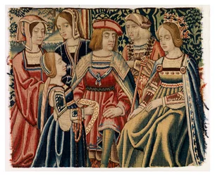 Fragmento de tapiz que representa el Matrimonio de Luis XII con Ana de Bretaña, procedente de Bruselas