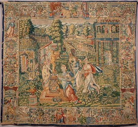 Los dones de Pomone (Pomona) ninfa de las frutas Tapiz de las manufacturas de Bruselas. Siglo XVI Genes, Musei di Strada Nuova