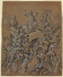 Dibujo, Cristo en la gloria con ángeles, hacia 1630