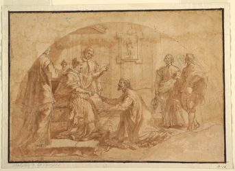 Dibujo, Papa recibiendo visita, 1590-1646