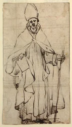 Dibujo, Obispo de pie, hacia 1620