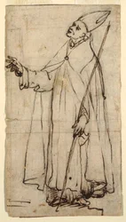 Dibujo, Obispo de pie, hacia 1620
