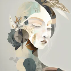 Mujer serena y abstracta