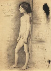 Estudio de desnudo de un chico de perfil