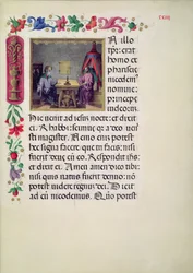 W.107 fol.24r Cristo y Nicodemo del Evangelarium de Santa Giustina escrito por Laurentius Gazius Cremonensis, 1523-25