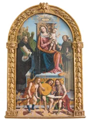 Virgen con niño, santos y ángeles