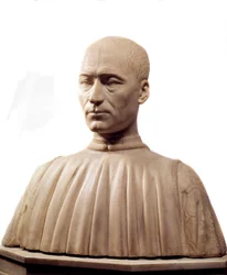 Busto de Philippe Strozzi (o Filippo) (1489-1538), condotiero y político italiano. Escultura de mármol de Benedetto da Maiano (1442-1497) siglo XV. París, Museo del Louvre.