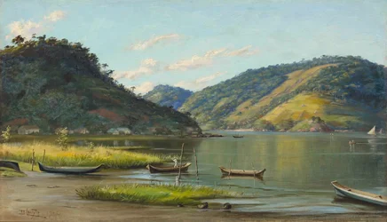 Benedito Calixto - Ensenada con barcos, SP, 1907