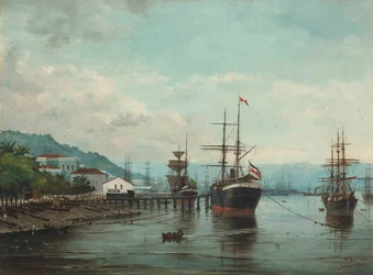 Benedito Calixto - Puerto de Santos, SP (visto a la izquierda), 1890