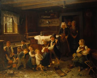 Niños jugando en un interior, 1873