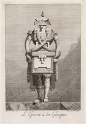 Mascarada a la griega: El esposo a la griega Placa 7, 1771