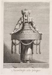 Mascarada a la griega: Sacerdotisa a la griega, Placa 8, 1771