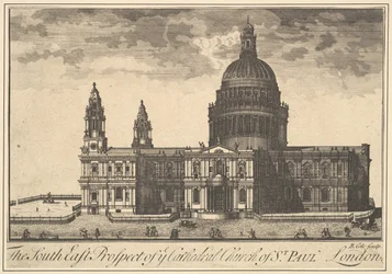 La perspectiva sureste de la Catedral de San Pablo, Londres, Perspectivas de Overton, 1720-30
