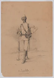 Un soldado del 10º batallón sudanés, c.1889 (acuarela)
